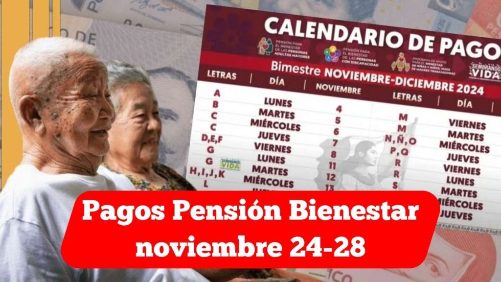Pagos Pensión Bienestar noviembre 24-28: Quiénes reciben apoyo en estas fechas